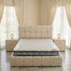 Cream Cube-Tufted Bed with Mattress