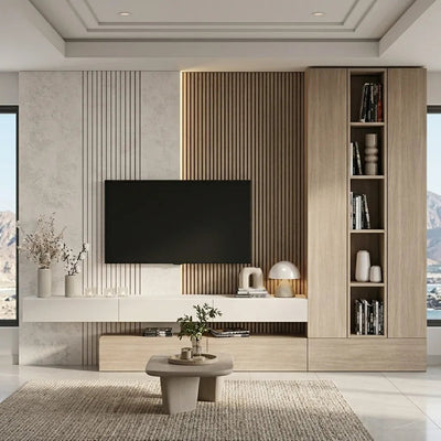 Aadric Vertical Slat Media Wall Unit