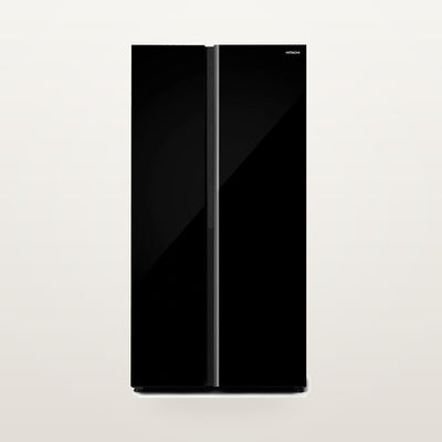 Hitachi 656L Side by Side Refrigerator – Glass Black