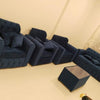 Navy Blue Velvet Tufted Sofa Set with Storage Table (Used)