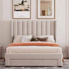Cream Wingback Channel Bed