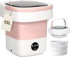 Portable 13L foldable mini washing machine in pink with spin basket
