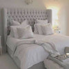 Light Grey Tall Chesterfield Wingback Bed