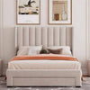 Cream Wingback Channel Bed