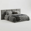 Alzo Fabric Bed with Wide Headboard | Modern Upholstered Bed