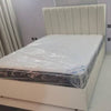 Cream Channel Headboard Bed with Mattress