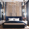 Winged Headboard Bed With Wall Panel