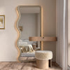Modern Wavy Mirror Dressing Table Set | Minimalist LED Vanity