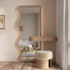 Modern Wavy Mirror Dressing Table Set | Minimalist LED Vanity