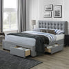 Tufted Upholstered Low Profile Bed With Drawers