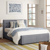 Tufted Upholstered Low Profile Bed With Drawers