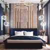 Winged Headboard Bed With Wall Panel